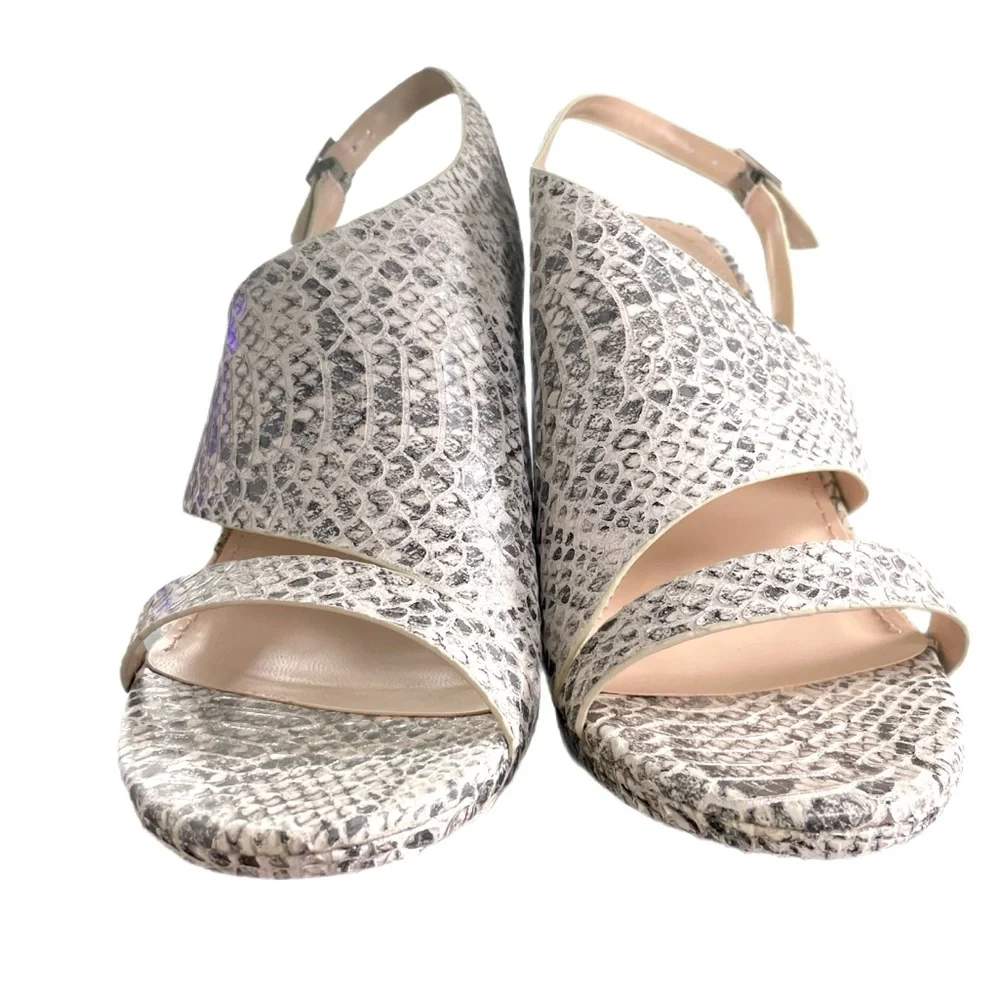 New Elegant The Limited Terra Grey Snakeskin Print Slingback Heels size 9.5